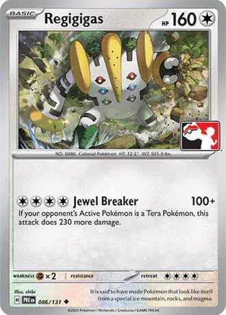 Regigigas #086/131 Pokémon card from Prize Pack Series Cards