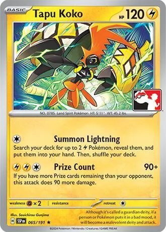 Tapu Koko #065/191 Pokémon card from Prize Pack Series Cards