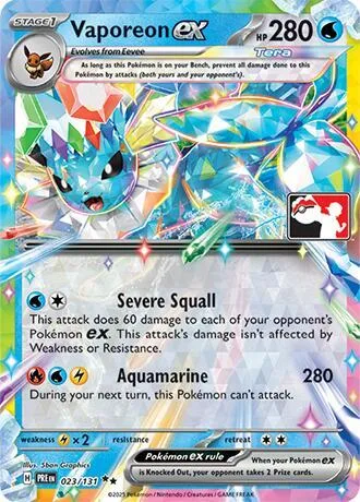 Vaporeon ex #023/131 Holofoil Pokémon card from Prize Pack Series Cards