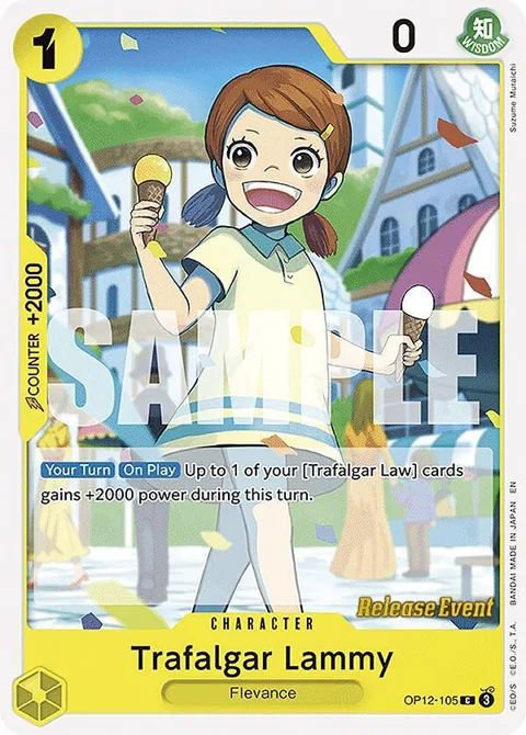 Trafalgar Lammy OP12-105 Pre-Release One Piece card from Legacy of the Master Release Event Cards