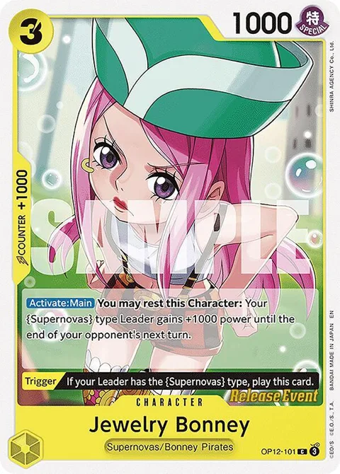 Jewelry Bonney OP12-101 Pre-Release One Piece card from Legacy of the Master Release Event Cards