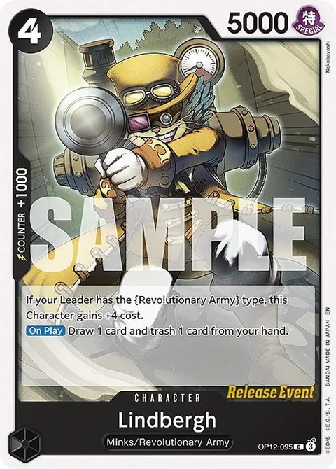 Lindbergh OP12-095 Pre-Release One Piece card from Legacy of the Master Release Event Cards