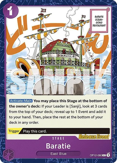 Baratie OP12-080 Pre-Release One Piece card from Legacy of the Master Release Event Cards