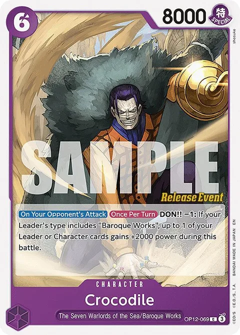 Crocodile OP12-069 Pre-Release One Piece card from Legacy of the Master Release Event Cards