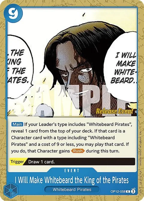 I Will Make Whitebeard the King of the Pirates OP12-058 Pre-Release One Piece card from Legacy of the Master Release Event Cards