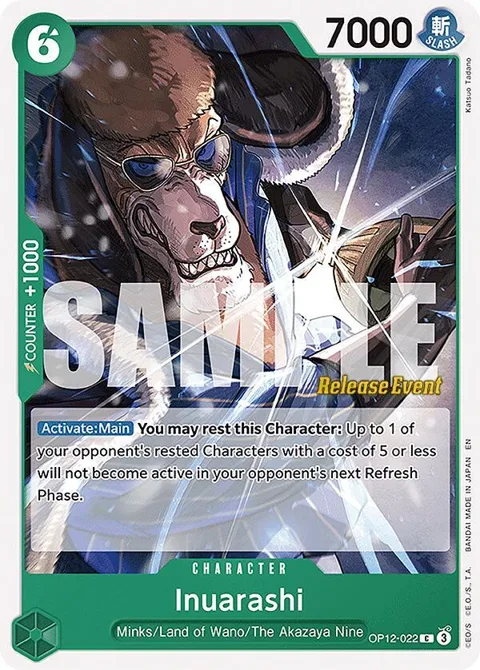 Inuarashi OP12-022 Pre-Release One Piece card from Legacy of the Master Release Event Cards