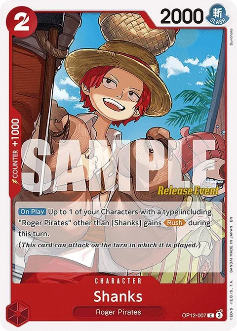 Shanks OP12-007 Pre-Release One Piece card from Legacy of the Master Release Event Cards