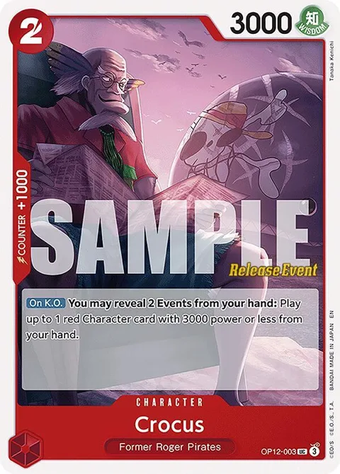 Crocus OP12-003 Pre-Release One Piece card from Legacy of the Master Release Event Cards