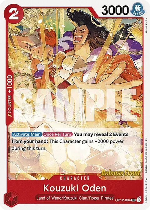 Kouzuki Oden OP12-004 Pre-Release One Piece card from Legacy of the Master Release Event Cards
