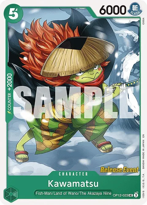 Kawamatsu OP12-023 Pre-Release One Piece card from Legacy of the Master Release Event Cards
