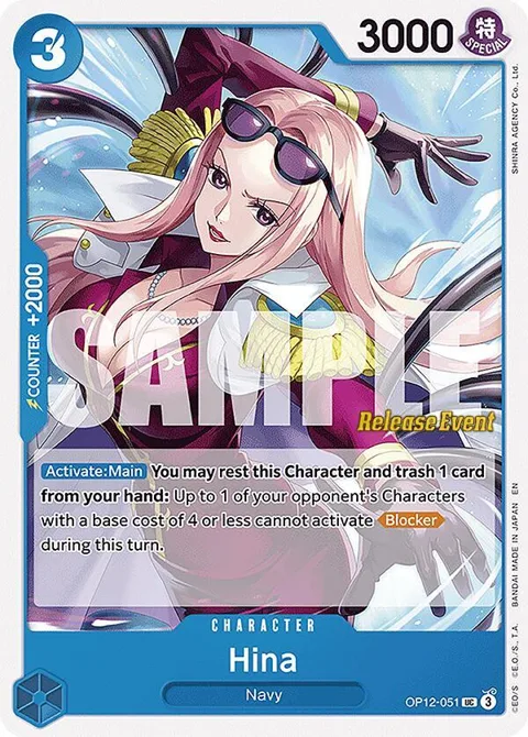 Hina OP12-051 Pre-Release One Piece card from Legacy of the Master Release Event Cards