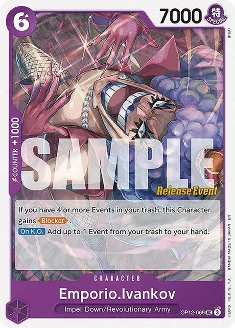 Emporio.Ivankov OP12-065 Pre-Release One Piece card from Legacy of the Master Release Event Cards