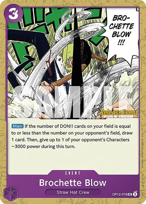 Brochette Blow OP12-078 Pre-Release One Piece card from Legacy of the Master Release Event Cards