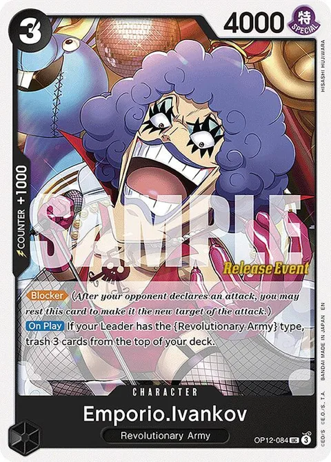 Emporio.Ivankov OP12-084 Pre-Release One Piece card from Legacy of the Master Release Event Cards