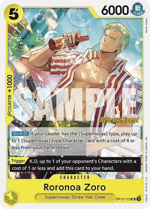 Roronoa Zoro OP12-113 Pre-Release One Piece card from Legacy of the Master Release Event Cards