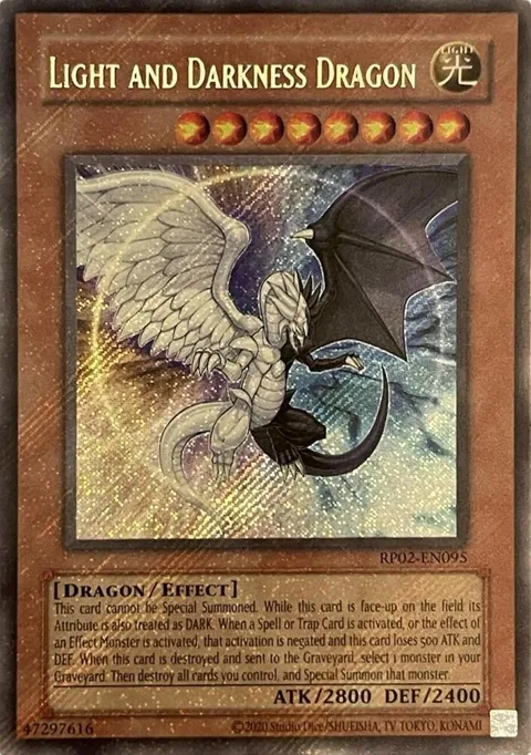 Light and Darkness Dragon RP02-EN095 RP02 Unlimited Secret Rare Yu-Gi-Oh card from Retro Pack 2 (2020 Date Reprint)