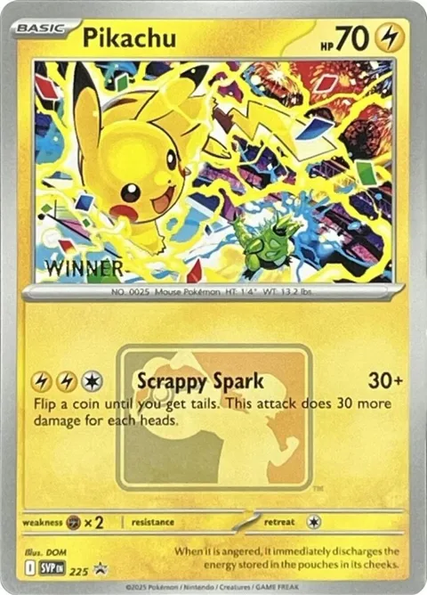 Pikachu - 225 World Championship 2025 [Winner] #225 Pokémon card from Scarlet & Violet Promo Cards