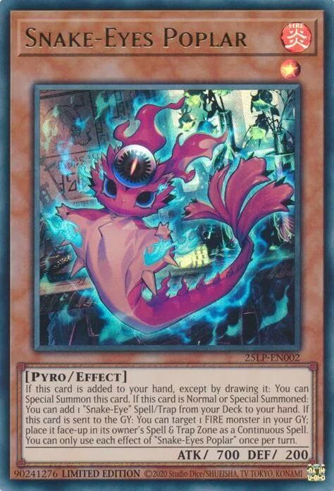 Snake-Eyes Poplar 25LP-EN002 Yu-Gi-Oh card from Limited Pack World Championship 2025