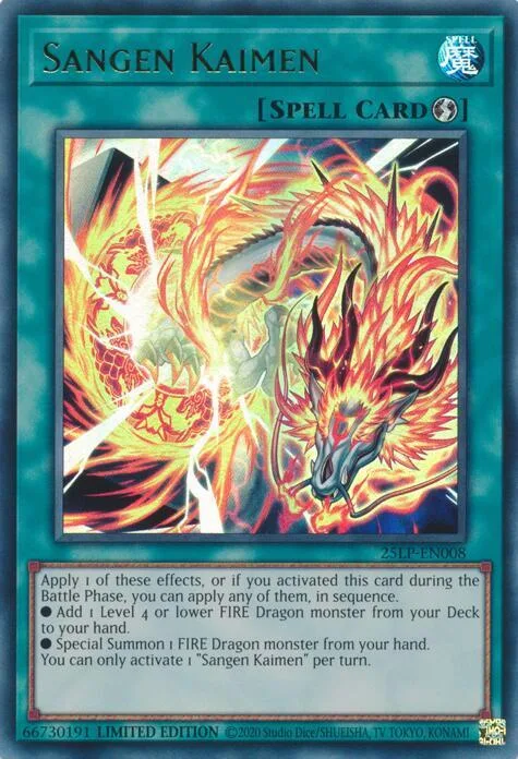 Sangen Kaimen 25LP-EN008 Yu-Gi-Oh card from Limited Pack World Championship 2025