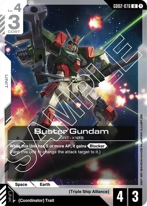 Buster Gundam GD02-076 GD02 Gundam card from Dual Impact
