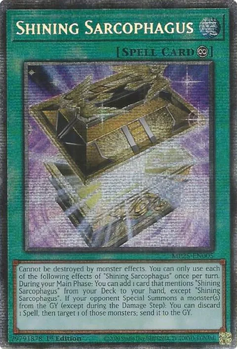 Shining Sarcophagus MP25-EN005 Yu-Gi-Oh card from 2025 Mega-Pack