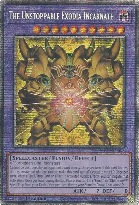 The Unstoppable Exodia Incarnate MP25-EN008 Yu-Gi-Oh card from 2025 Mega-Pack