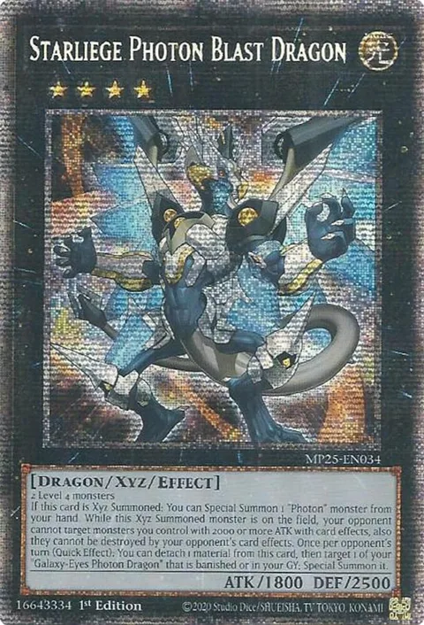 Starliege Photon Blast Dragon MP25-EN034 Yu-Gi-Oh card from 2025 Mega-Pack