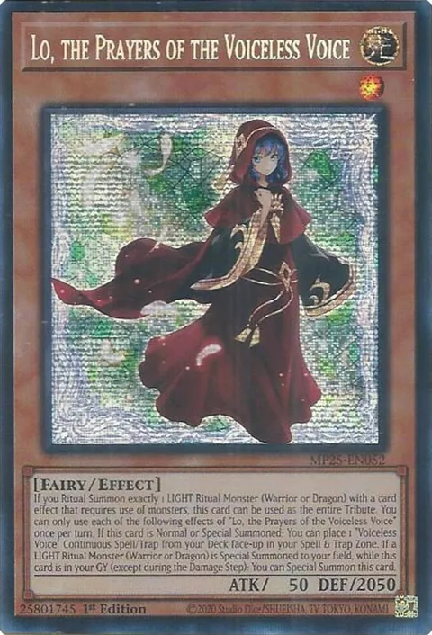 Lo, the Prayers of the Voiceless Voice MP25-EN052 Yu-Gi-Oh card from 2025 Mega-Pack