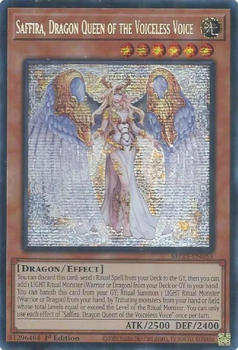 Saffira, Dragon Queen of the Voiceless Voice MP25-EN053 Yu-Gi-Oh card from 2025 Mega-Pack