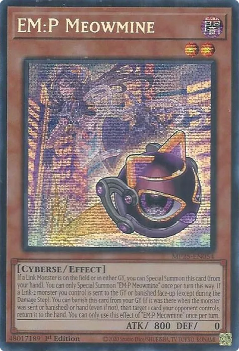 EM:P Meowmine MP25-EN054 Yu-Gi-Oh card from 2025 Mega-Pack