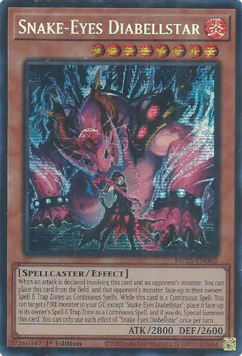 Snake-Eyes Diabellstar MP25-EN062 Yu-Gi-Oh card from 2025 Mega-Pack