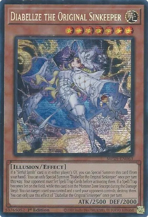 Diabellze the Original Sinkeeper MP25-EN063 Yu-Gi-Oh card from 2025 Mega-Pack
