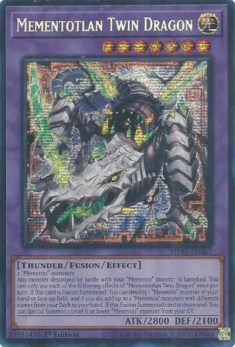 Mementotlan Twin Dragon MP25-EN067 Yu-Gi-Oh card from 2025 Mega-Pack