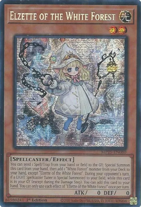 Elzette of the White Forest MP25-EN080 Yu-Gi-Oh card from 2025 Mega-Pack