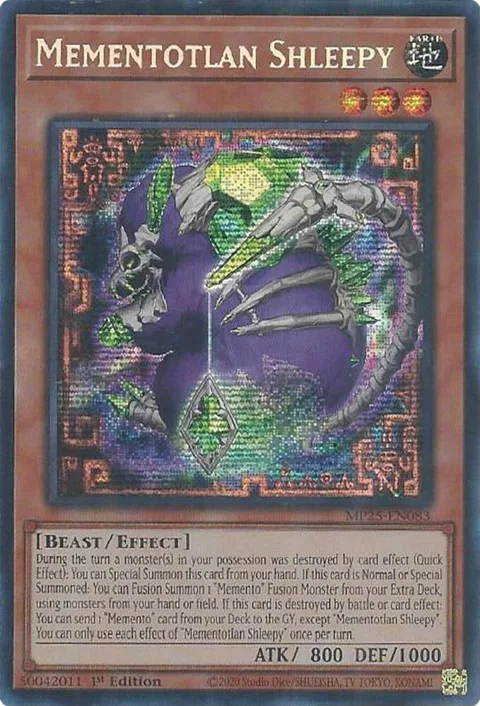 Mementotlan Shleepy MP25-EN083 Yu-Gi-Oh card from 2025 Mega-Pack