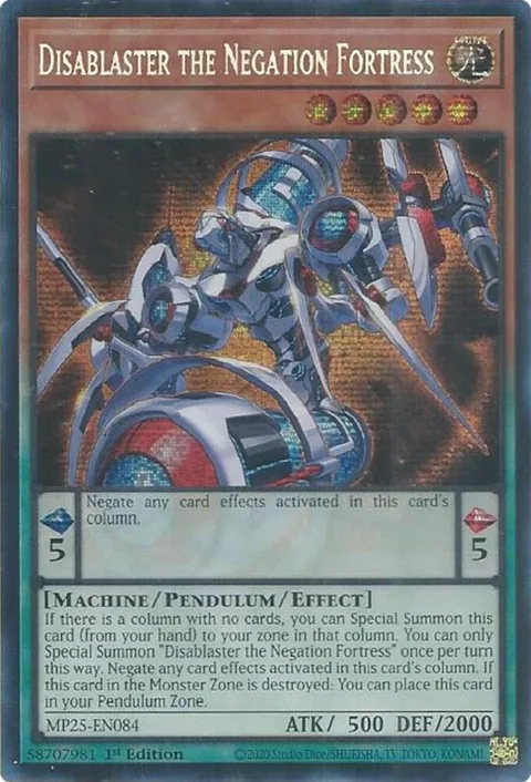 Disablaster the Negation Fortress MP25-EN084 Yu-Gi-Oh card from 2025 Mega-Pack