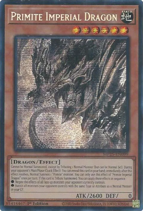 Primite Imperial Dragon MP25-EN099 Yu-Gi-Oh card from 2025 Mega-Pack