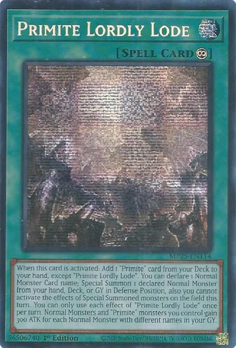 Primite Lordly Lode MP25-EN114 Yu-Gi-Oh card from 2025 Mega-Pack