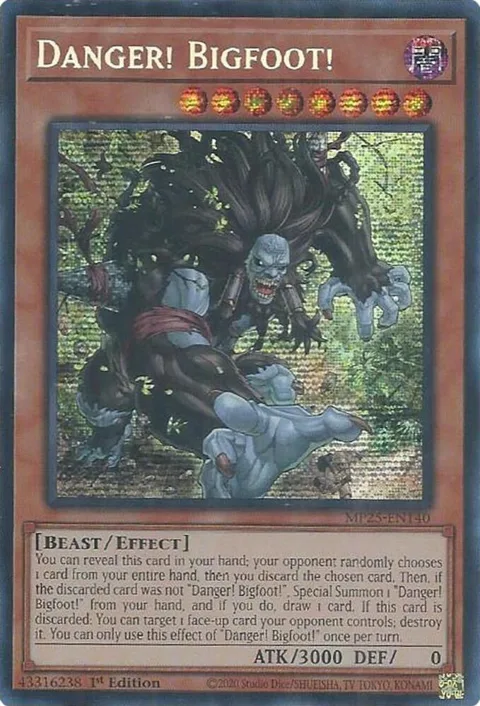 Danger! Bigfoot! MP25-EN140 Yu-Gi-Oh card from 2025 Mega-Pack