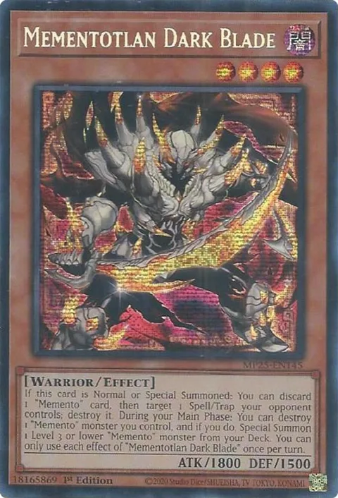 Mementotlan Dark Blade MP25-EN145 Yu-Gi-Oh card from 2025 Mega-Pack
