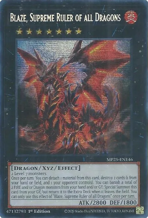 Blaze, Supreme Ruler of all Dragons MP25-EN146 Yu-Gi-Oh card from 2025 Mega-Pack