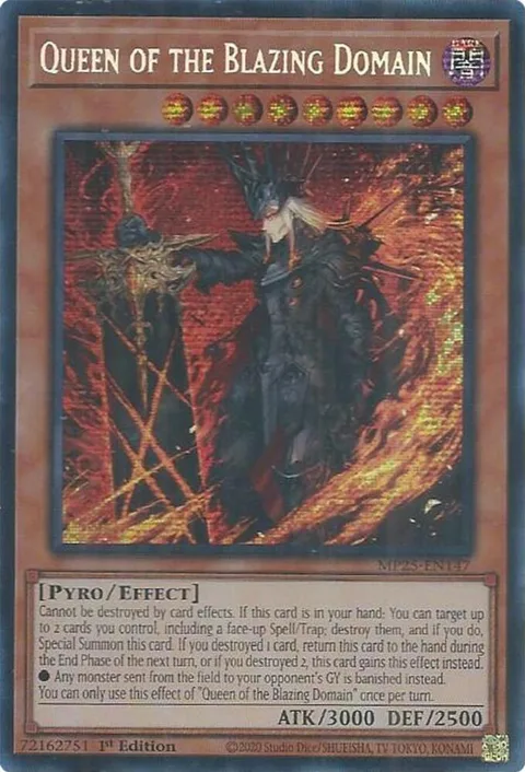 Queen of the Blazing Domain MP25-EN147 Yu-Gi-Oh card from 2025 Mega-Pack