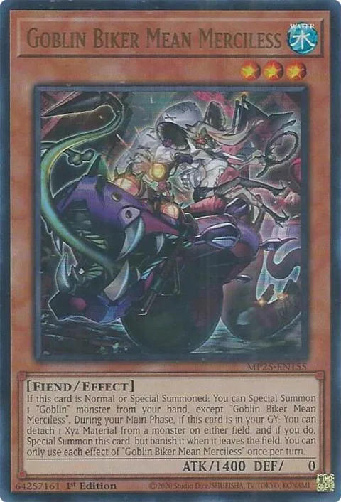 Goblin Biker Mean Merciless MP25-EN155 Yu-Gi-Oh card from 2025 Mega-Pack