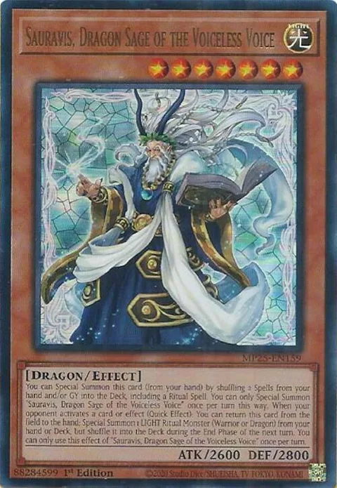 Sauravis, Dragon Sage of the Voiceless Voice MP25-EN159 Yu-Gi-Oh card from 2025 Mega-Pack