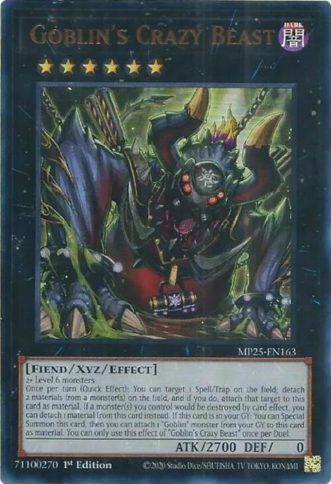 Goblin's Crazy Beast MP25-EN163 Yu-Gi-Oh card from 2025 Mega-Pack