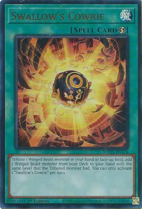 Swallow's Cowrie MP25-EN174 Yu-Gi-Oh card from 2025 Mega-Pack