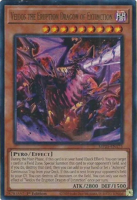 Veidos the Eruption Dragon of Extinction MP25-EN175 Yu-Gi-Oh card from 2025 Mega-Pack