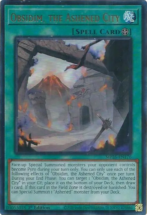 Obsidim, the Ashened City MP25-EN176 Yu-Gi-Oh card from 2025 Mega-Pack