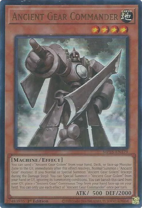 Ancient Gear Commander MP25-EN179 Yu-Gi-Oh card from 2025 Mega-Pack