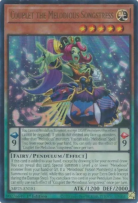 Couplet the Melodious Songstress MP25-EN181 Yu-Gi-Oh card from 2025 Mega-Pack